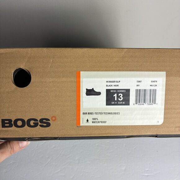 BOGS Mens Digger Slip On Work Boots US 13 EU 46 Black Round Toe Waterproof NIB - Picture 10 of 10